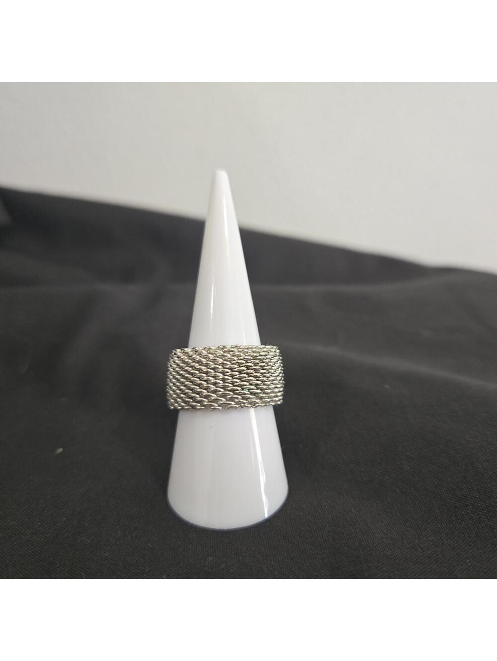 Tiffany & Co Somerset Mesh Weave Sterling Silver Ring 7 Unisex Thick